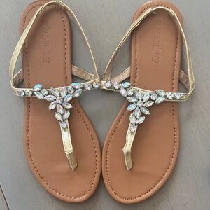Olivia Miller Gold Crystal Sandals - Size 8